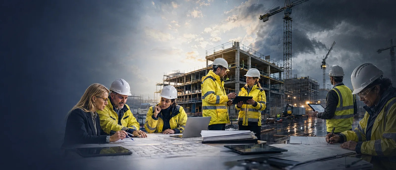 Construction Weather connects trade planning, rain radar, multi-site monitoring, tender allowances, early warnings and delay evidence across the project lifecycle